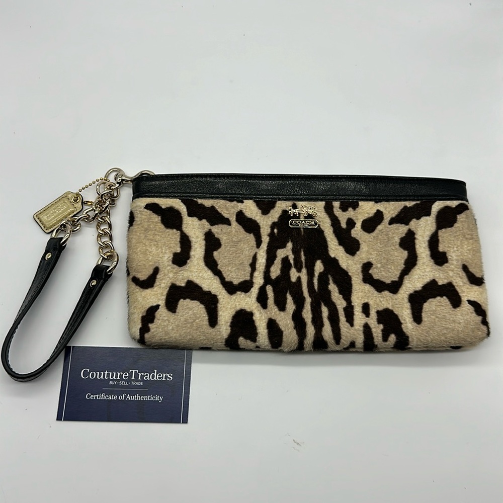 NWOT Coach Madison Haircqlf Ocelet Print Wristlet Clutch
